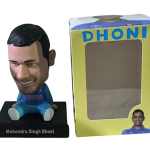India Cricketer M S DHONI Bobblehead Figurine, Collectible Sports Memorabilia, Blue Jersey with Display Stand