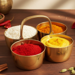 Brass Chokta Small 4 Bowl Combined