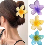 🌺 LetzShoppe 3-Pcs Flower Jumbo Hair Claw Set