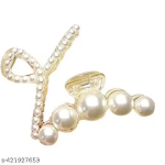 💎 Korean Style White Pearl Hair Claw Clips – Pack of 2 (STYLE-2)