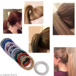 Spiral Hair Ties (12 Pcs) – No Crease Traceless Phone Cord Ponytail Holders, Matte Plastic Coil Scrunchies for Women & Girls