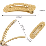 LETZSHOPPE Flat Hair Clips – 4-Pack Waffle Big Side Hair Clips for Women & Girls (Random Colors)