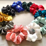 LETZSHOPPE Classic Satin Silk Scrunchies – Set of 12 Multicolor Hairbands for Women & Girls, Anti-Hair Fall Elastic Scrunchies