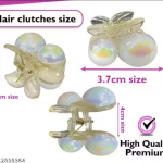 Pearl & Acrylic Resin Hair Clips – Crystal Barrettes with Stars, Love, Bow & Flower Designs for Women & Girls (2 Pcs)
