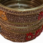 Lac Bangles Set, Floral Lac Bangles, Green Yellow Bangles, Stone Studded Lac Jewelry
