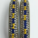 Kangan Set Traditional Bangles Indian Jewelry Royal Blue Bangles Yellow Accent Jewelry