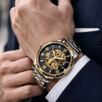 KHRIST Premium Fully Automatic Mechanical Analog Watch for Men | Exposed Working Gears Dial & Transparent Case Back | Precision Engineering, Luxury Craftsmanship & Timeless Elegance