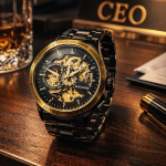 KHRIST Premium Fully Automatic Mechanical Analog Watch for Men | Exposed Working Gears Dial & Transparent Case Back | Precision Engineering, Luxury Craftsmanship & Timeless Elegance
