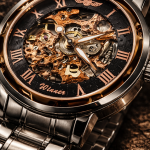 FORSINING Fully Automatic Mechanical Watch for Men | Open-Heart Working Gears Dial, Transparent Case Back | Battery Required Just Shake & Wear