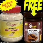 Maayka Premium | Instant Dry Yeast (Big pack 125 Gram) with Free Cocoa Powder
