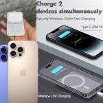 10000 Mah Wireless with Magsafe Power Bank White Lithium Ion Quick Charge 3 0 for Mobile