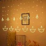 Warm White Diya Diwali Light Curtain Led String Copper Lights