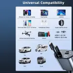 4 in 1 Car Charger with Dual Built in Cables