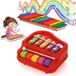 2 in 1 Baby Piano Xylophone Toy for Toddlers 5 Multicolored Key Keyboard Xylophone Piano