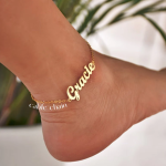 Customized Name Anklet, Personalized Adjustable Anklet, Beach Jewelry, Gift for Her, Customized Jewelry, Bridesmaid Gift, Foot Jewelry
