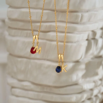 Custom Initial Bubble Necklace with Birthstone Charm