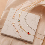 Personalized Vertical Charms and Birthstone Necklace