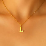 Personalized Letter Pendant Choker in Stainless Steel