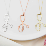 Personalized Stethoscope Necklace with Name, Nurse and Doctor Jewelry Gifts, Custom Stethoscope Pendant, Everyday Wear Medical Student Gifts