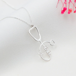 Personalized Stethoscope Necklace with Name, Nurse and Doctor Jewelry Gifts, Custom Stethoscope Pendant, Everyday Wear Medical Student Gifts