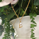 Dainty Pearl Letter Charm Necklace