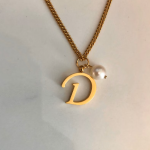 Dainty Pearl Letter Charm Necklace