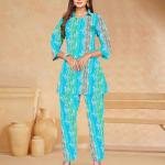 PickCell Women Cotton Canderi Ready-to-Wear Kurti & Pant Set Trendy Ethnic Wear