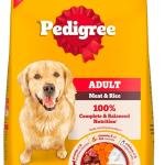 Pedigree Adult Dry Dog Food, Meat & Rice, Contains 37 Essential Nutrients, 100% Complete & Balanced Food for Adult Dogs