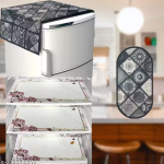 HD Premium Quality Fridge cover for Top with 1 Pec of handle and 3 pec of Fridge Mats - Set of 5 piece