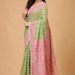 Simonart and Printing Women’s Traditional Bengal Cotton Silk Jamdani Saree | Handwoven Jamdani Saree