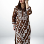 ANAYA Brown Lucknowi Chikankari Heavy Modal Kurti