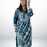 ANAYA Blue Lucknowi Chikankari Heavy Modal Kurti