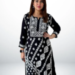 ANAYA Black Lucknowi Chikankari Heavy Modal Kurti