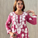 VIDHI Pink Pure Modal Chikankari Kurti