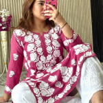 VIDHI Pink Pure Modal Chikankari Kurti
