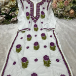 MAYA Purple Pure Chanderi Chikankari kurti