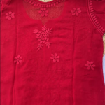 YATI Red Pure Viscose Chikankari 3D Emboss 4pcs Set