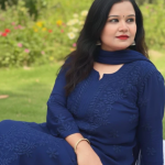 YATI Blue Pure Viscose Chikankari 3D Emboss 4pcs Set