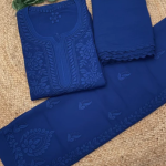 YATI Blue Pure Viscose Chikankari 3D Emboss 4pcs Set