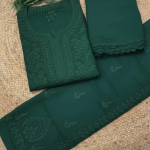 YATI Green Pure Viscose Chikankari 3D Emboss 4pcs Set