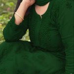 YATI Green Pure Viscose Chikankari 3D Emboss 4pcs Set