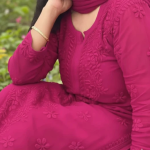 YATI Pink Pure Viscose Chikankari 3D Emboss 4pcs Set