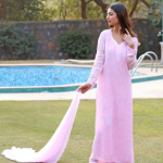 SARIKA Pink Pure Viscose Resham Thread Chikankari Kurti