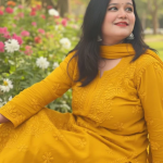 YATI Yellow Pure Viscose Chikankari 3D Emboss 4pcs Set