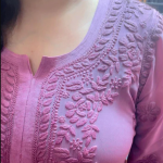 NITYA Mauve Pure Viscose Chikankari3D Emboss Omray Kurti