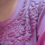 NITYA Mauve Pure Viscose Chikankari3D Emboss Omray Kurti
