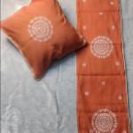 DEVI Orange Chanderi Cusion Chikankari Cover With Runner