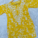 ALIA Black Pure Mulmul Chikankari Printed Short Top