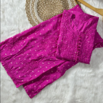 DISHI Fuschia Pure Chanderi Silk Chikankari Kurta Palazzo Set