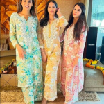 ISHANI Mulmul Cotton Printed Yellow Chikankari Kurta Palazzo Set